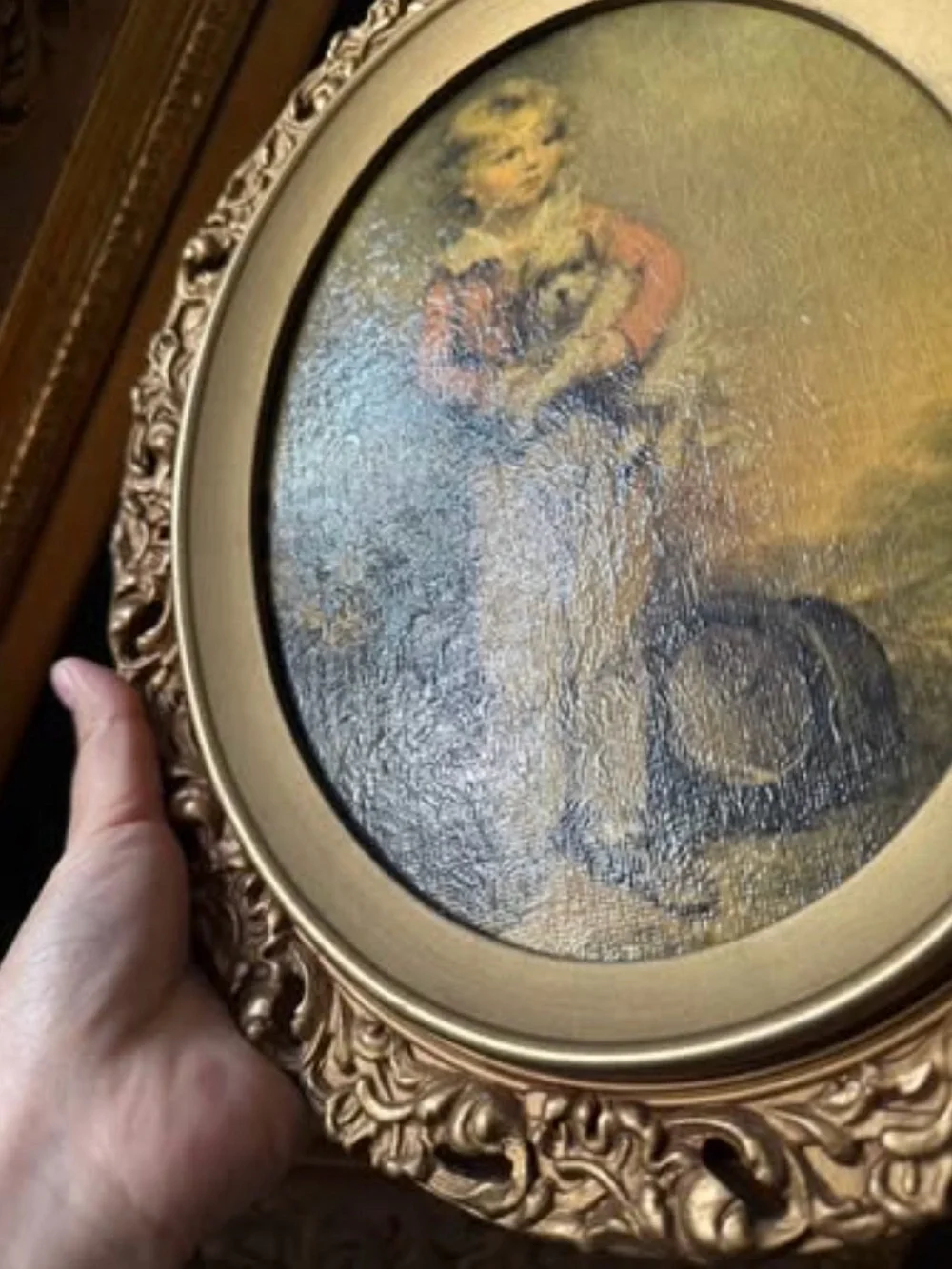 Vintage wood frame with textured print - Picture 4 of 6